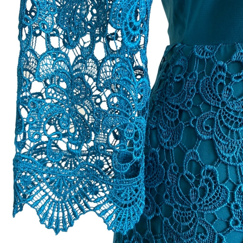 Antonio Melani Lace Sheath Dress Blue Teal Formal - Picture 4 of 8